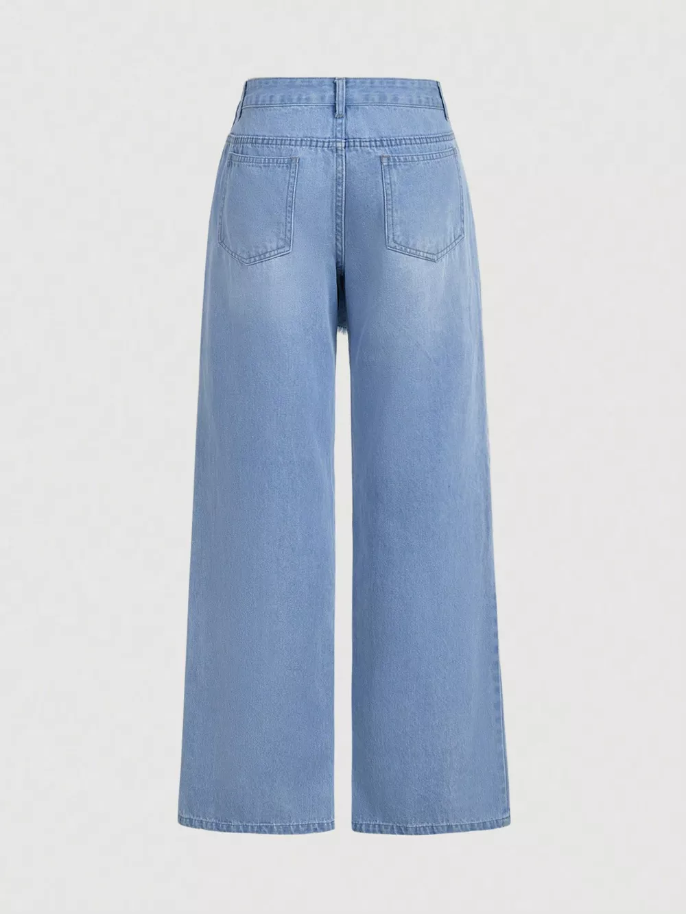 Asymmetric Raw Hem Wide-Leg Jeans, image 5