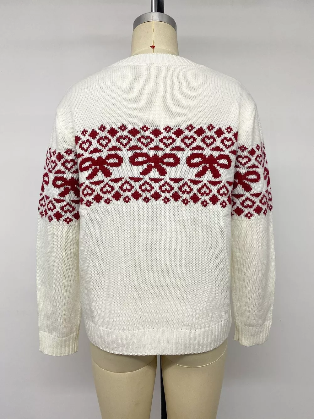 Bow Pattern Long Sleeve Christmas Sweater, image 13