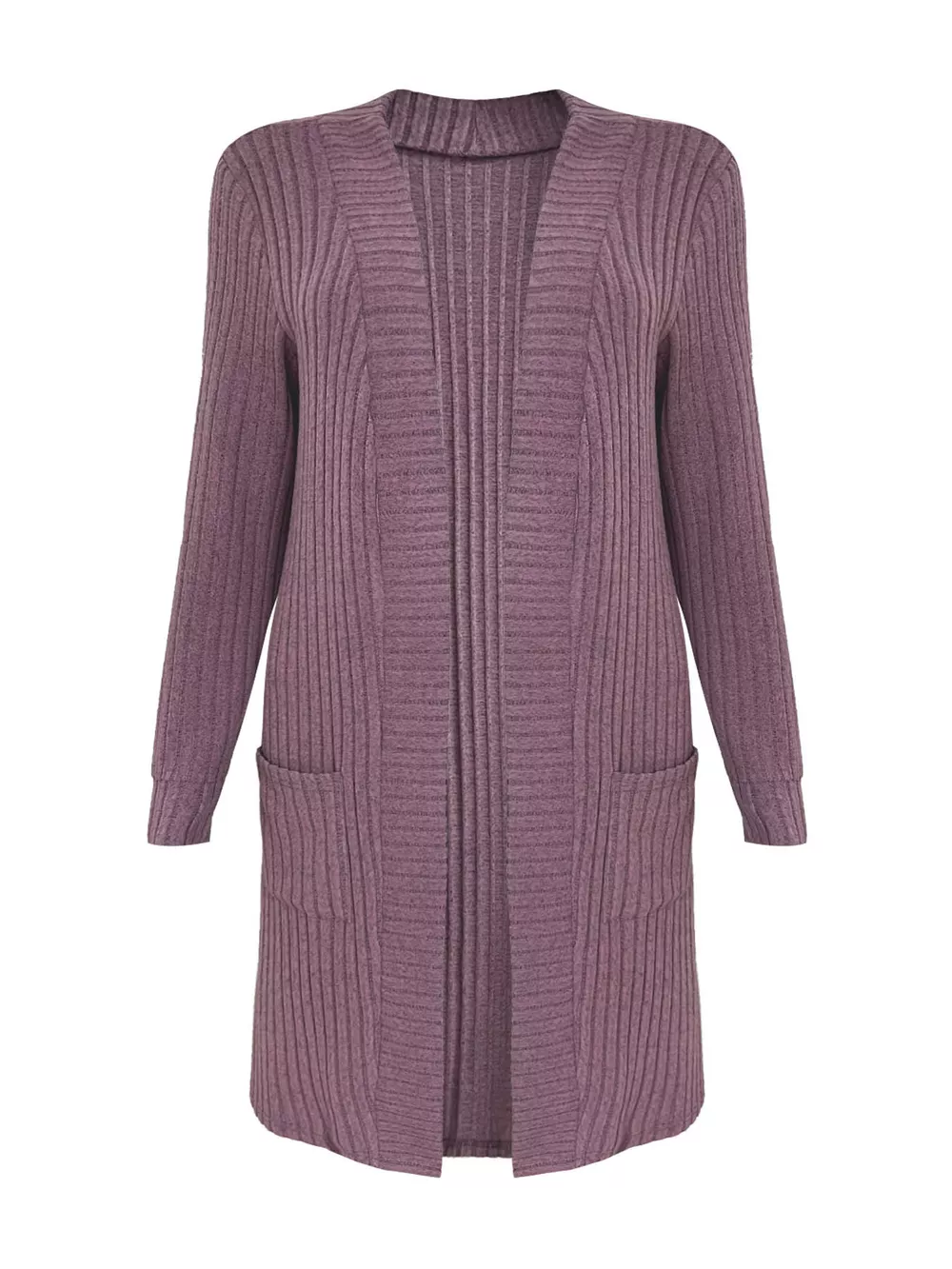 Ribbed Knit Open Front Cardigan, image 9