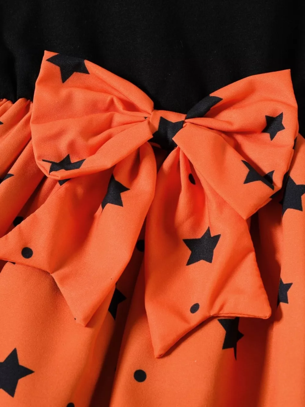 Children's Halloween Pumpkin Print Bowknot Long Sleeve Dress, image 2