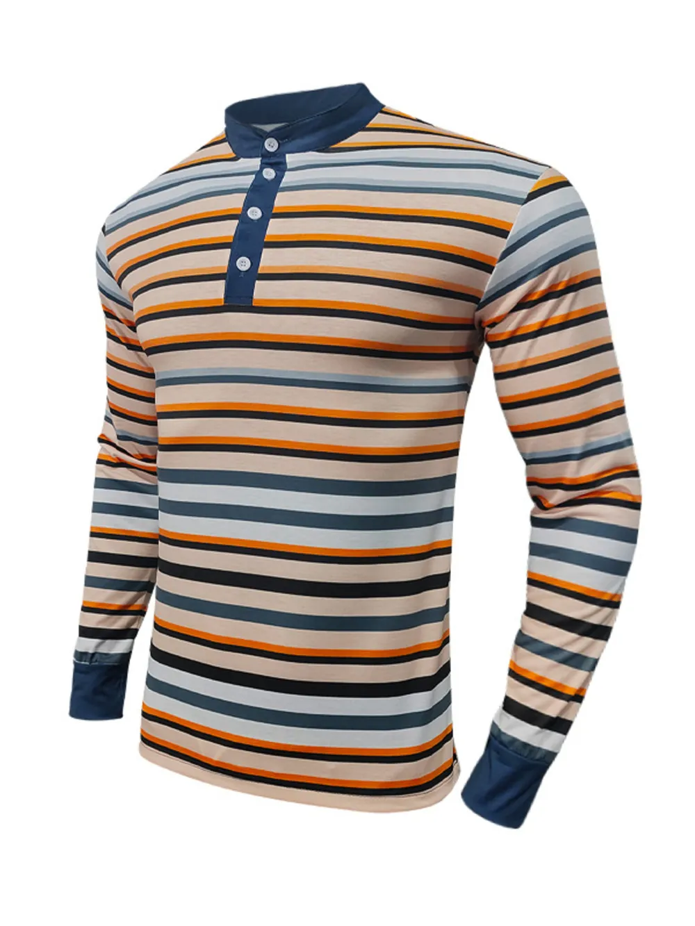 Men's Full Size Rainbow Striped Long Sleeve T-Shirt Plus Size, image 4