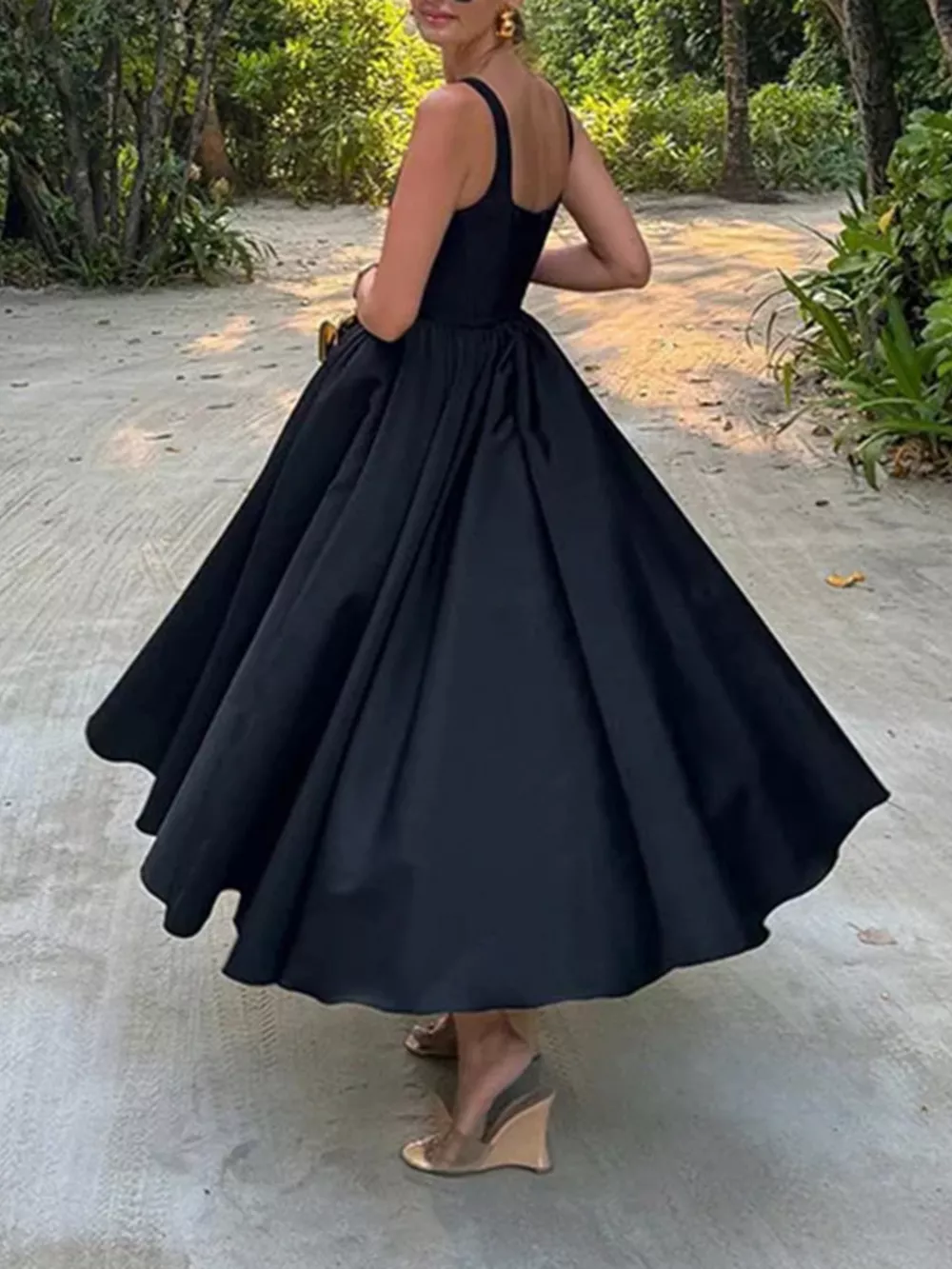 Square Neck A-Line Midi Dress, image 2