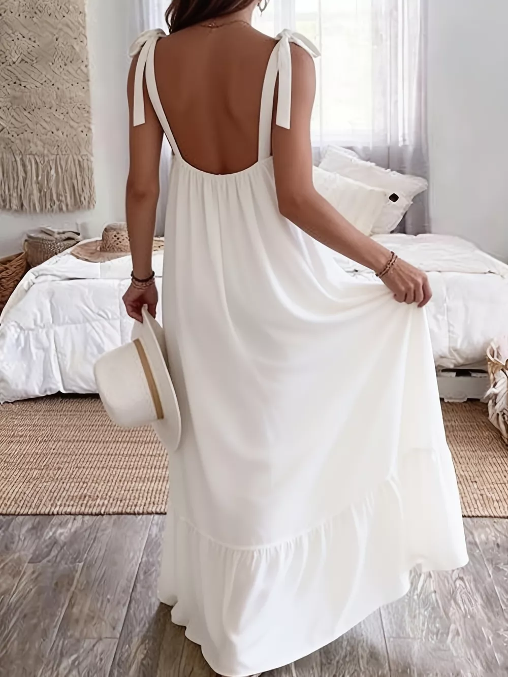 Sleeveless Tie Strap Flowy Maxi Dress, image 3