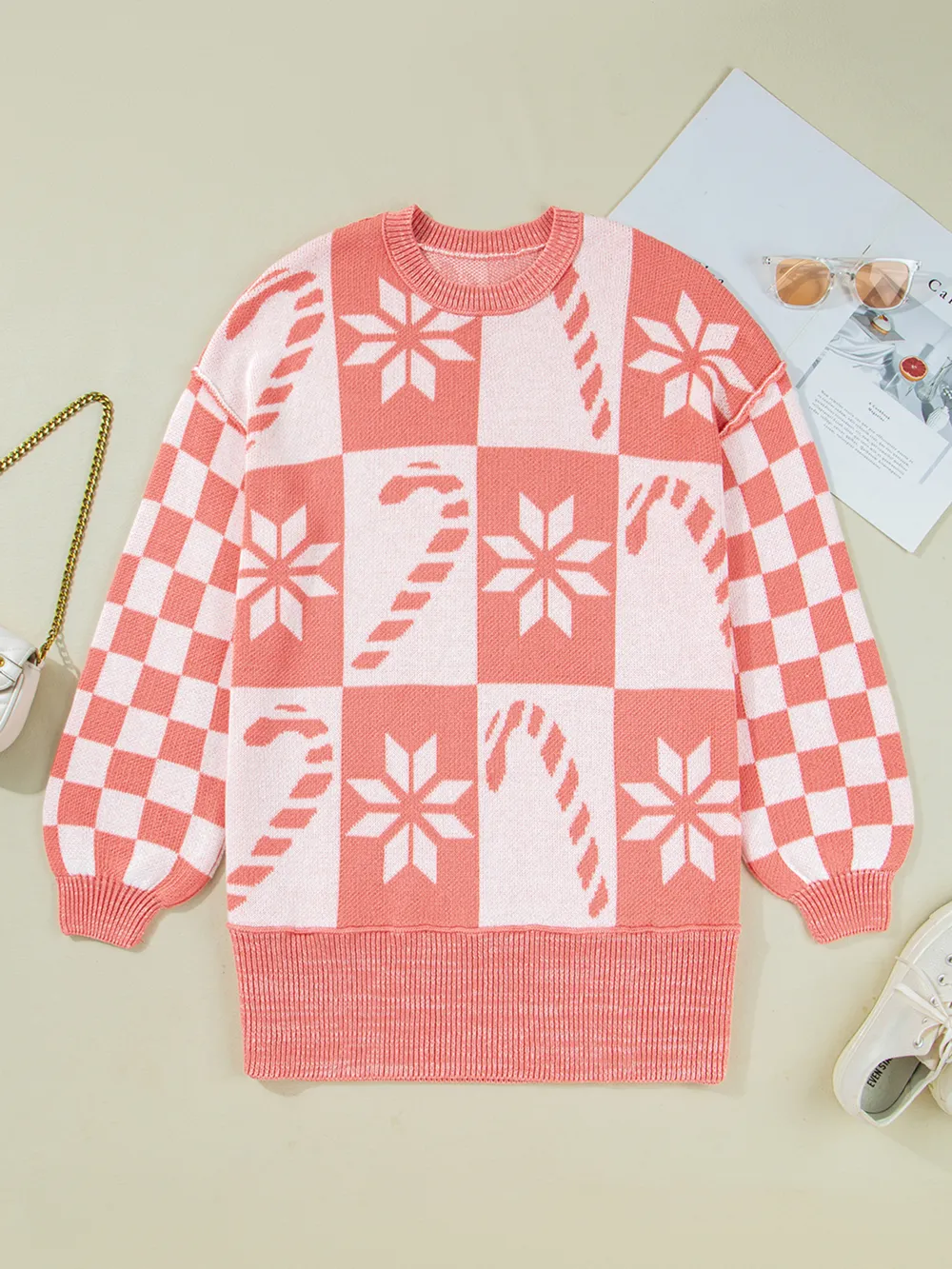 andycane Snowflake Checker Drop Shoulder Sweater, image 8