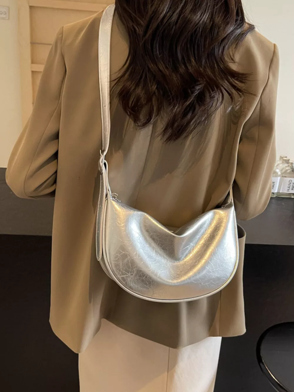 Adjustable Strap Crescent Crossbody Bag, image 4