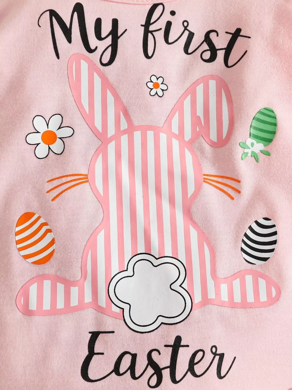 Children's Easter Bunny Long Sleeve Bodysuit and Pants Set with Headband, image 3