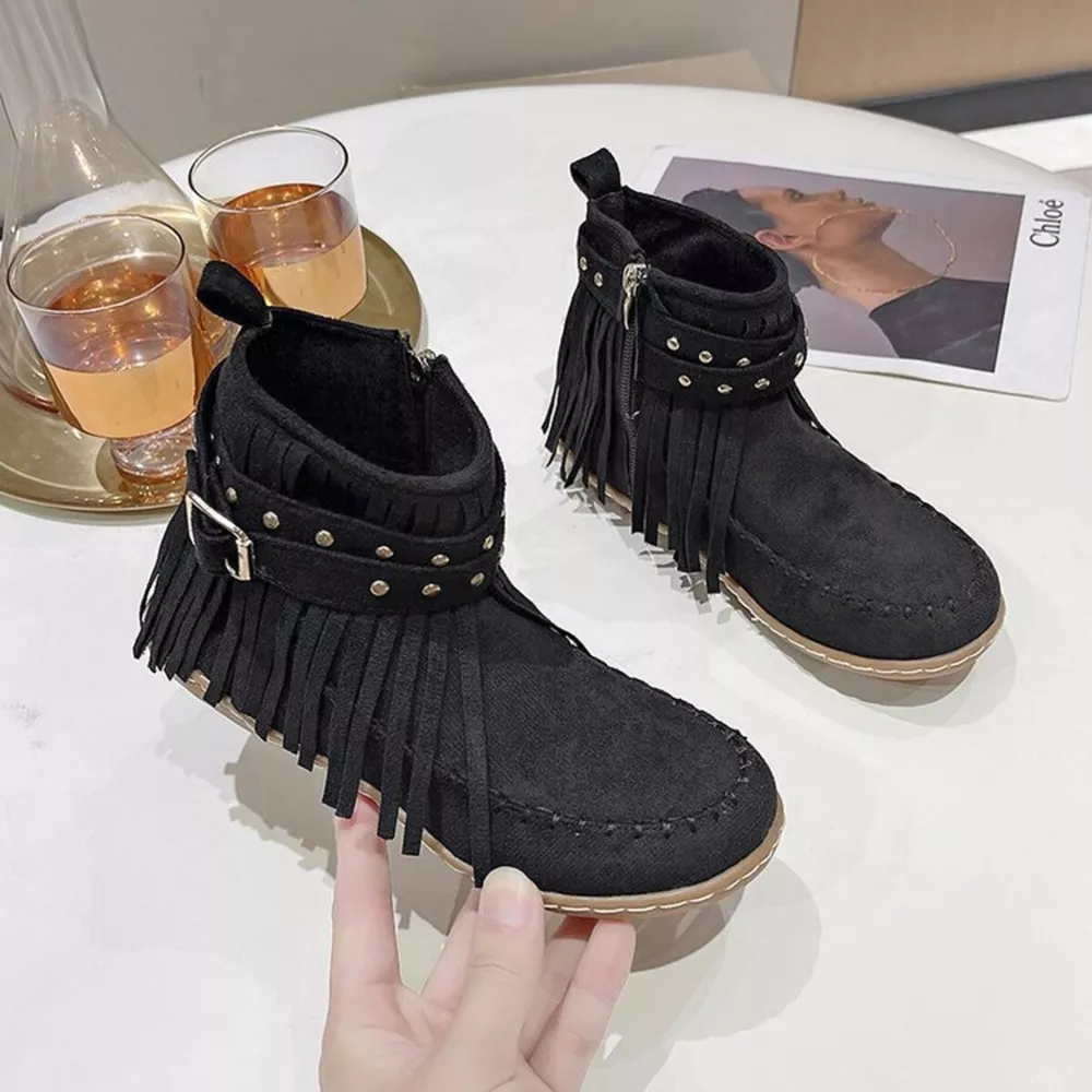 Fringe Round Toe Boots, image 14