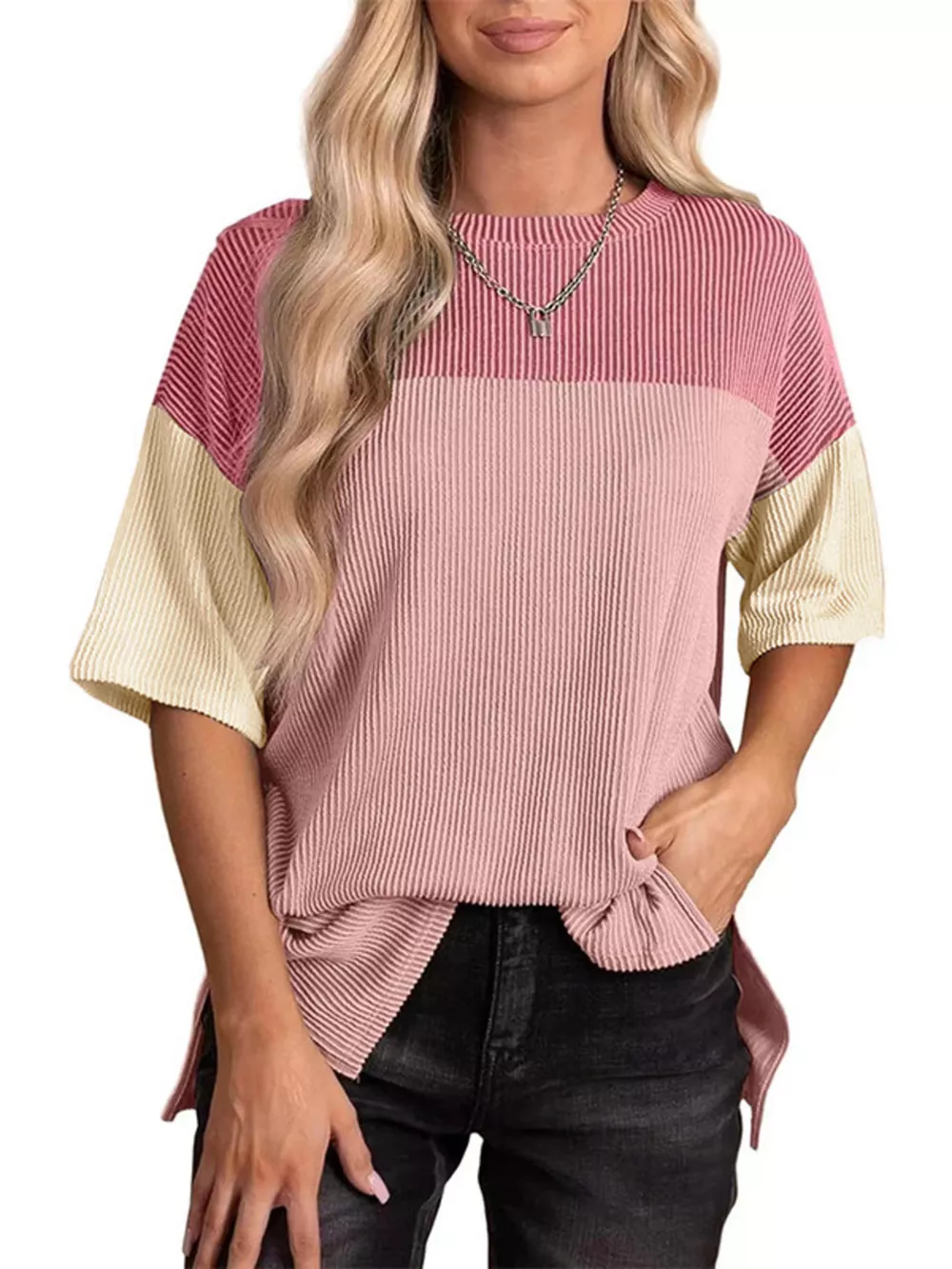 Color Block Half Sleeve Top, image 5