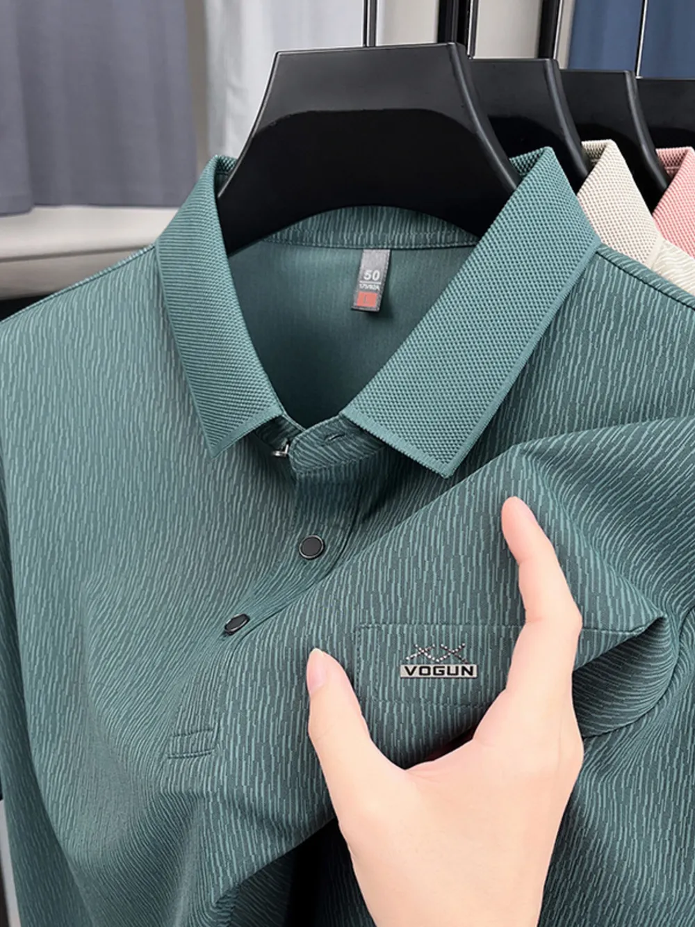 Men's Plus Size Button Detail Short Sleeve Polo, image 5