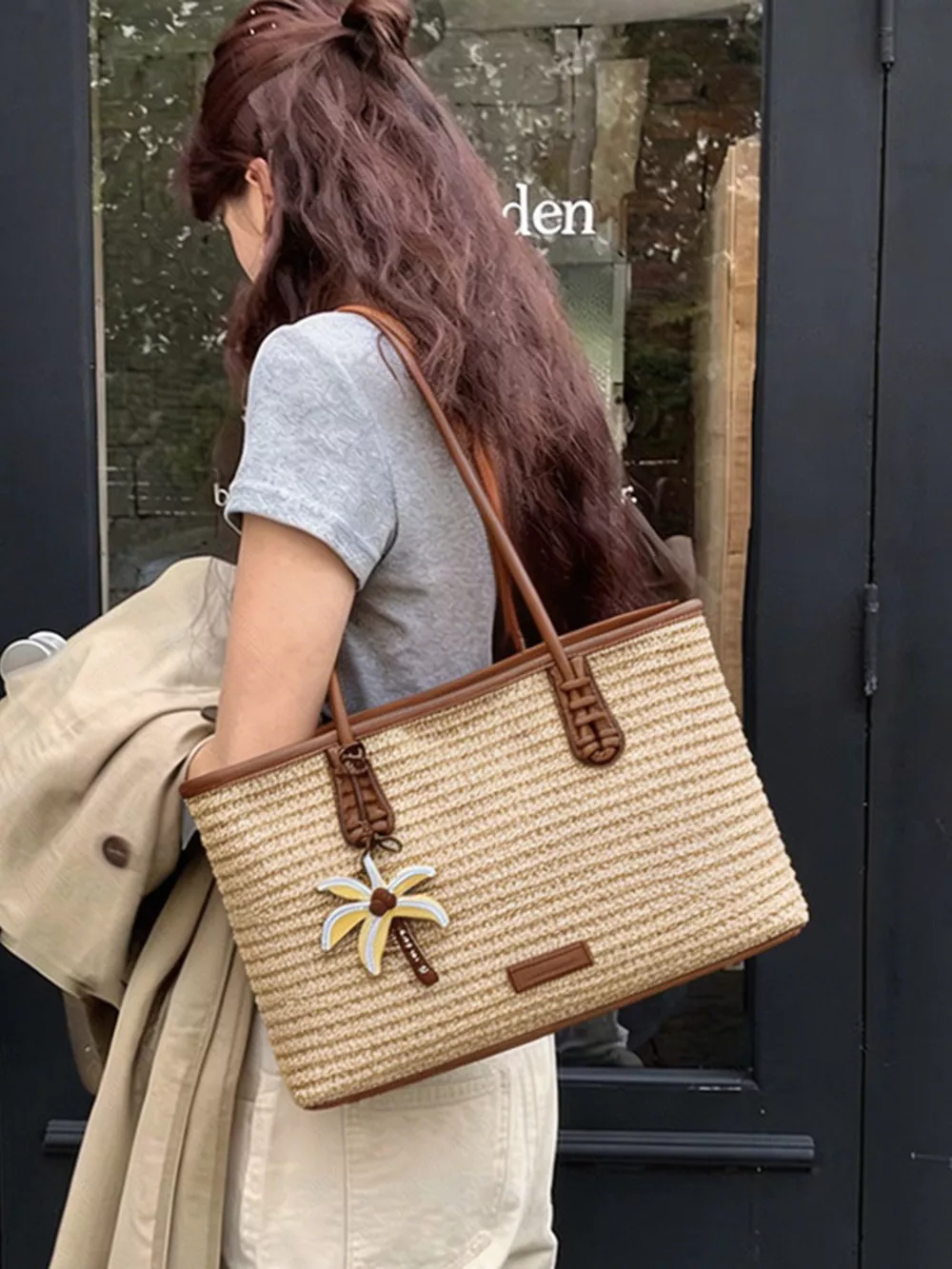 Straw Woven Shoulder Bag, image 4