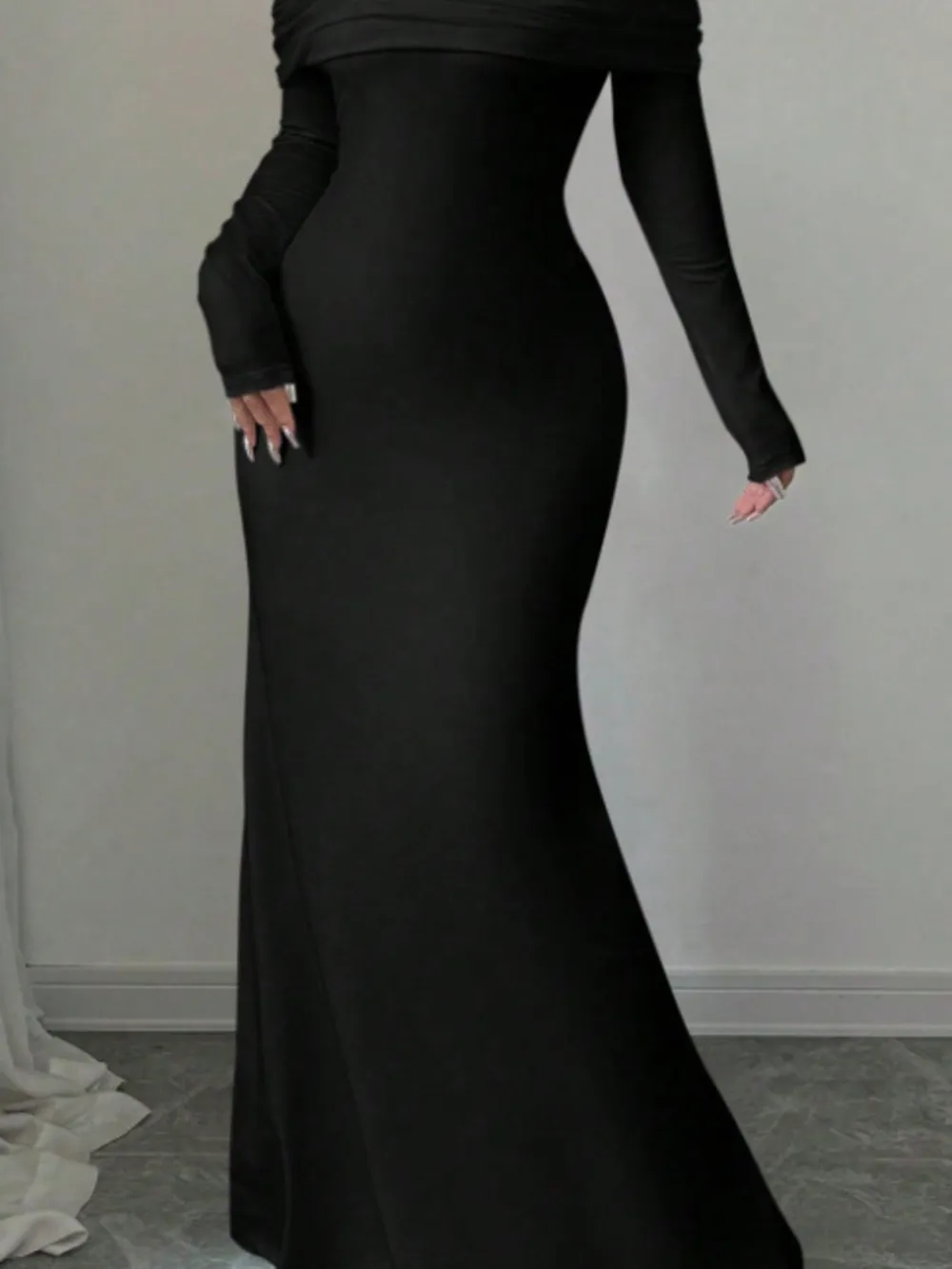Off-Shoulder Long Sleeve Bodycon Maxi Dress, image 19