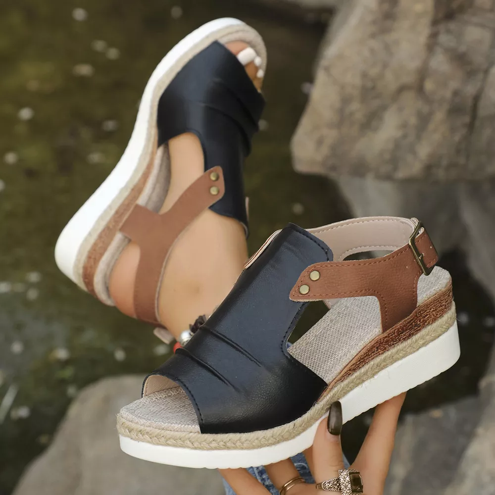 Peep Toe Wedge Sandals, image 6