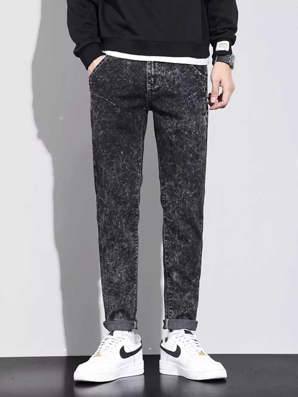 Men's Vintage Acid Wash Slim Fit Jeans