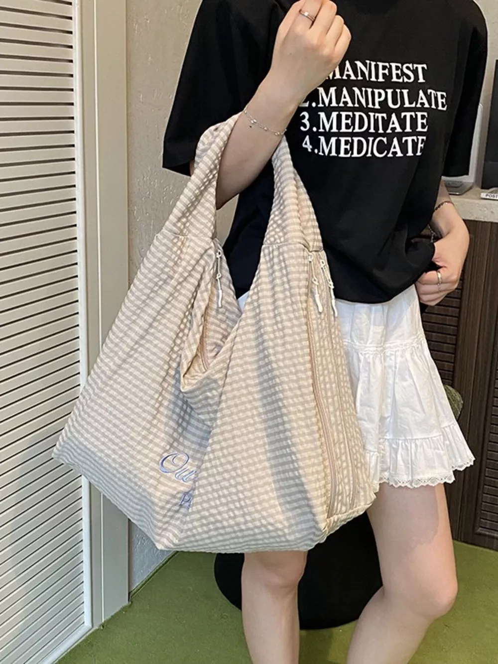 Casual Style Plaid Handbag, image 4