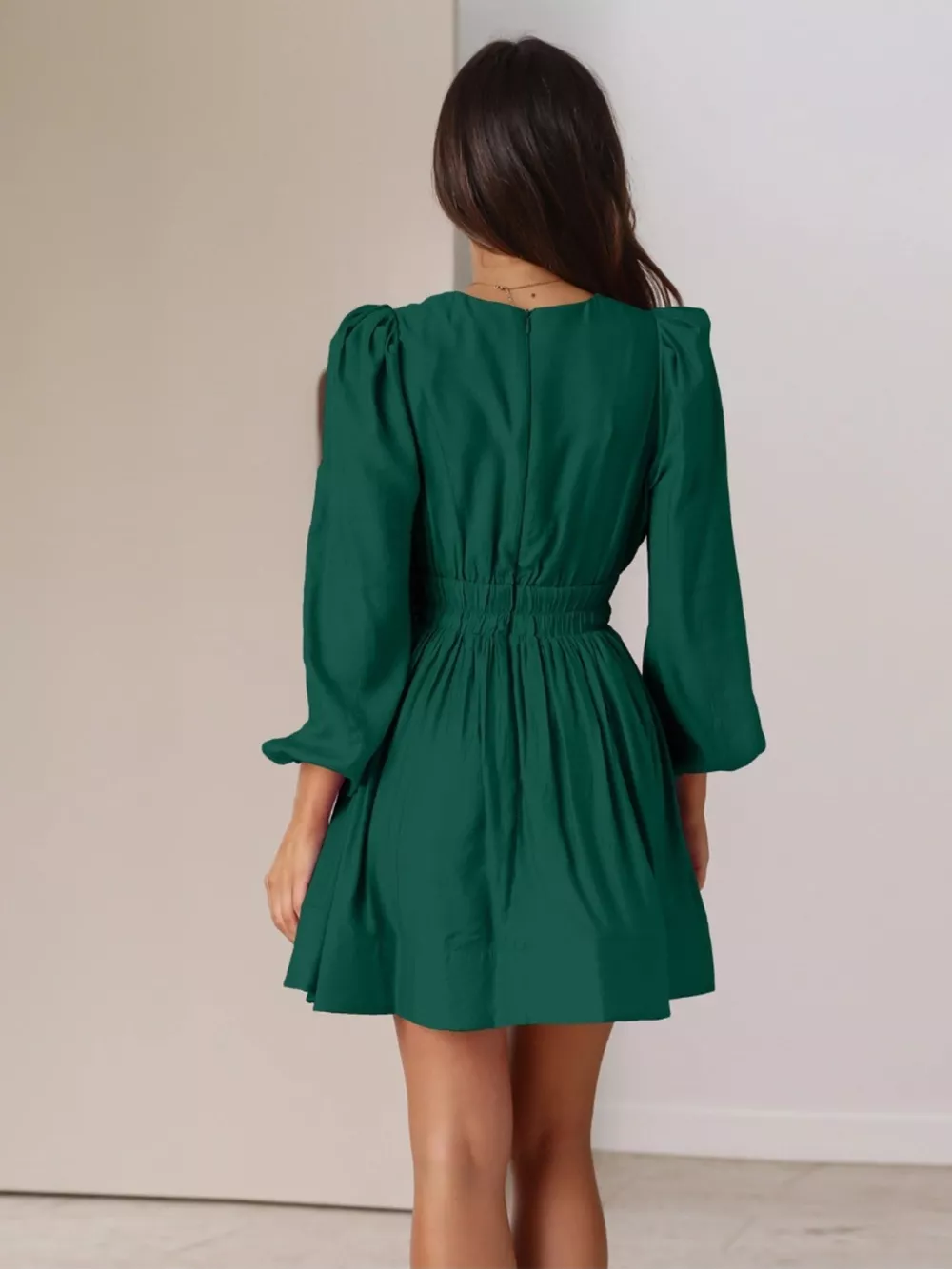V-Neck Long Sleeve Mini Dress, image 15