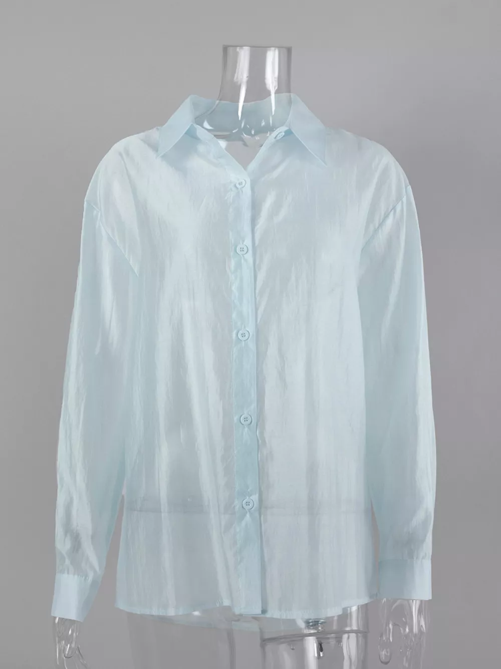Sheer Oversized Button-Up Shirt, image 15