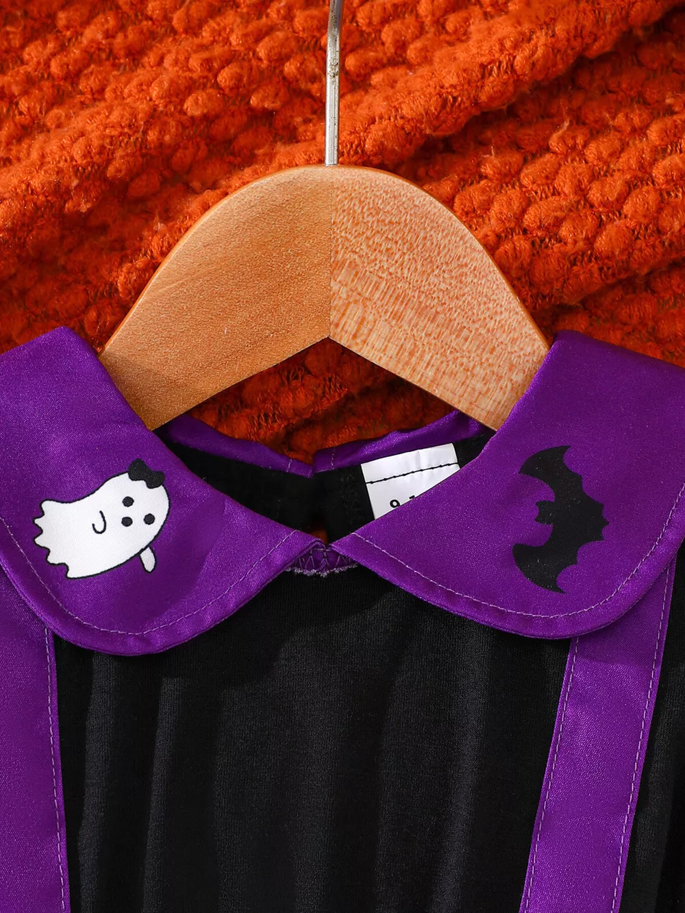 Children's Halloween Spiderweb Print Peter Pan Collar Dress, image 3