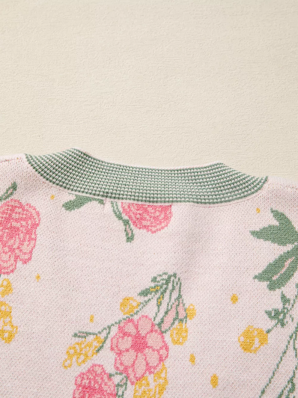 Floral Pattern Striped V Neck Loose Sweater, image 8