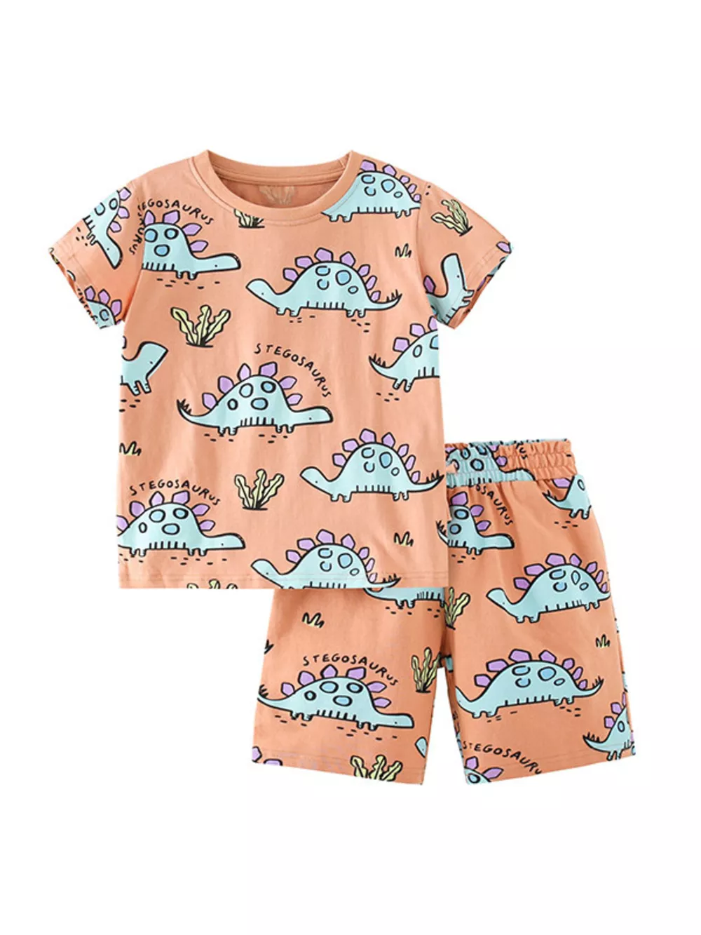 Children's Dinosaur Print Round Neck Top and Shorts Set, image 5