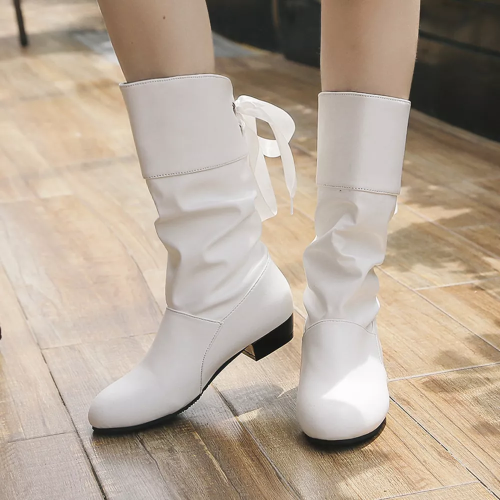 Round Toe Block Heels Boots, image 4