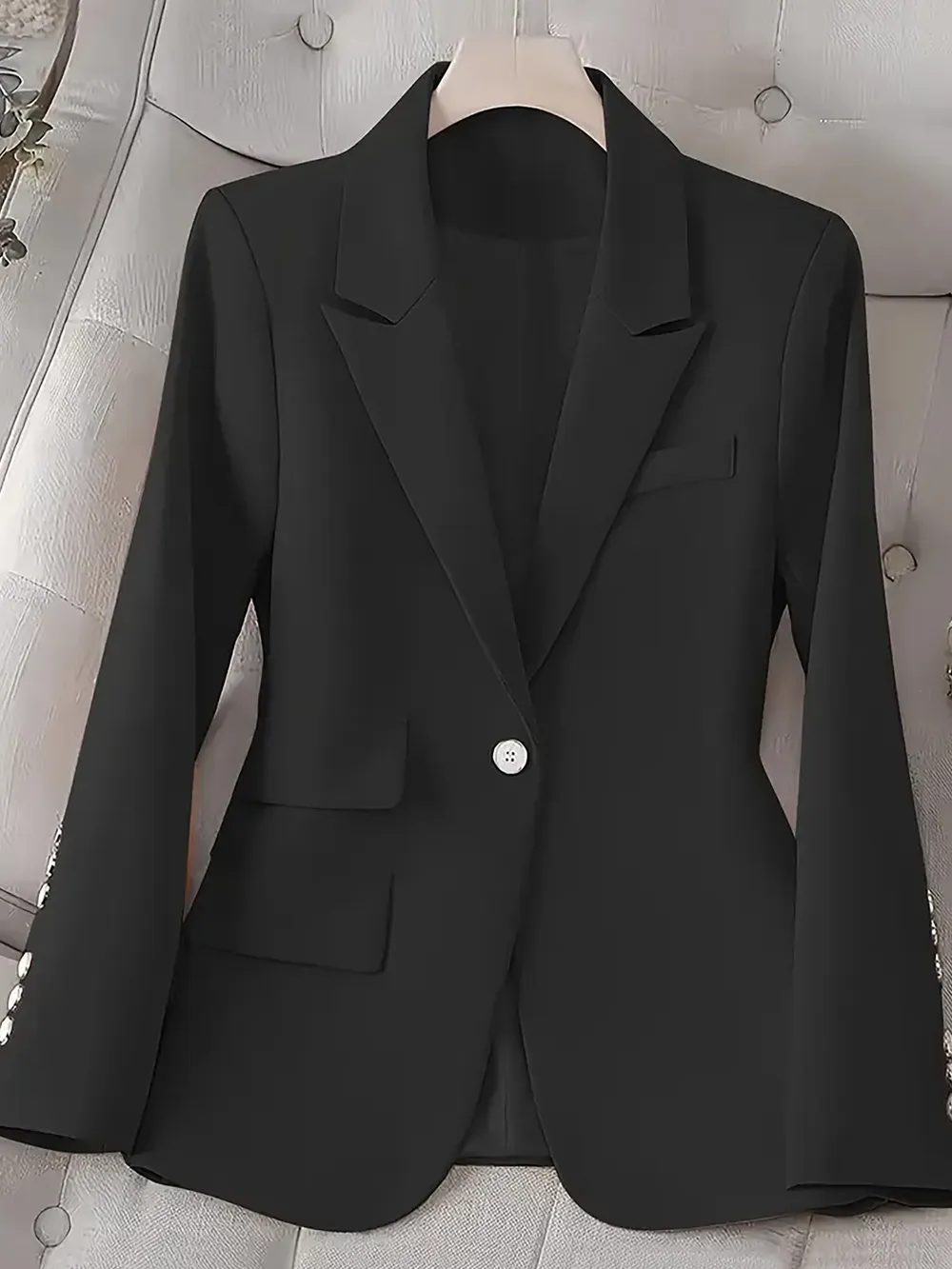 Single-Button Long Sleeve Blazer, image 10