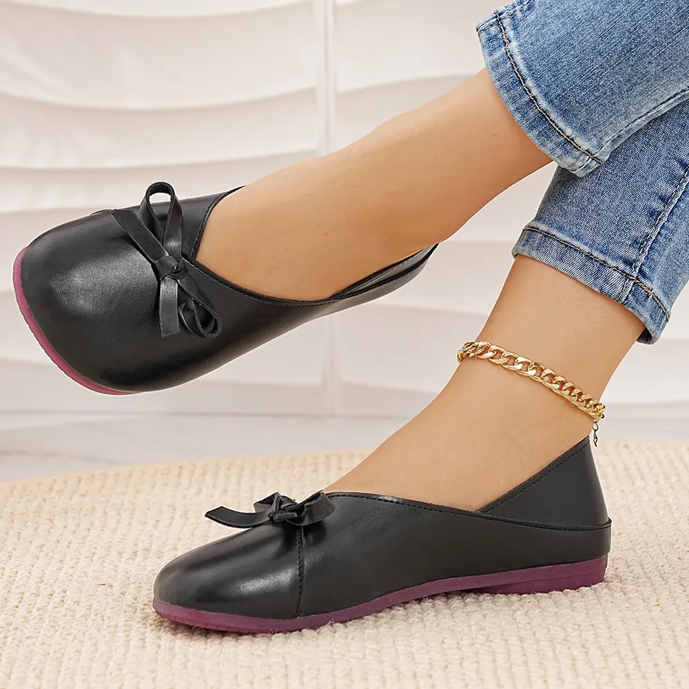 Bow Round Toe Flats Slip-Ons, image 5