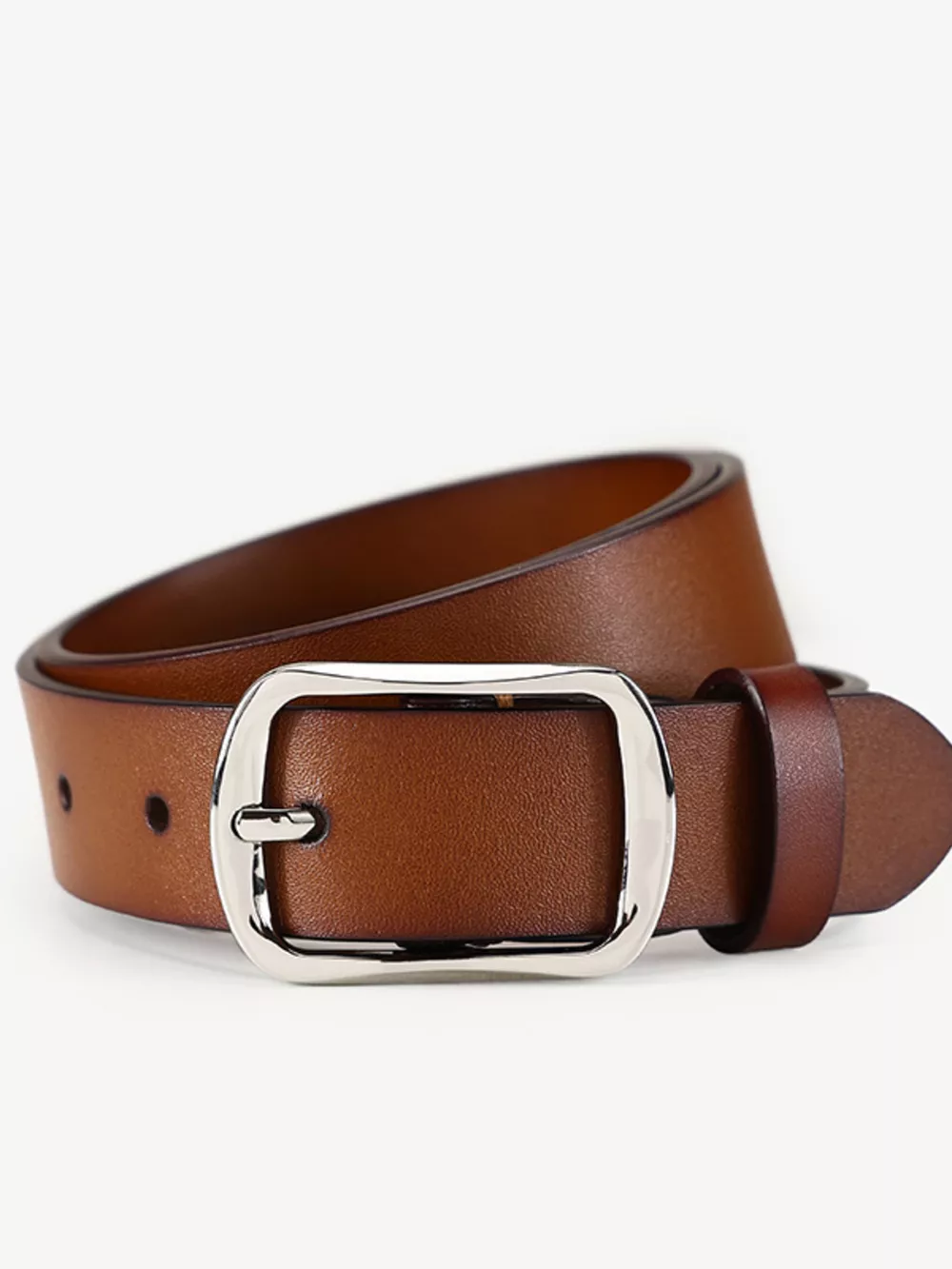 Classic Square Buckle Leather Belt, image 5