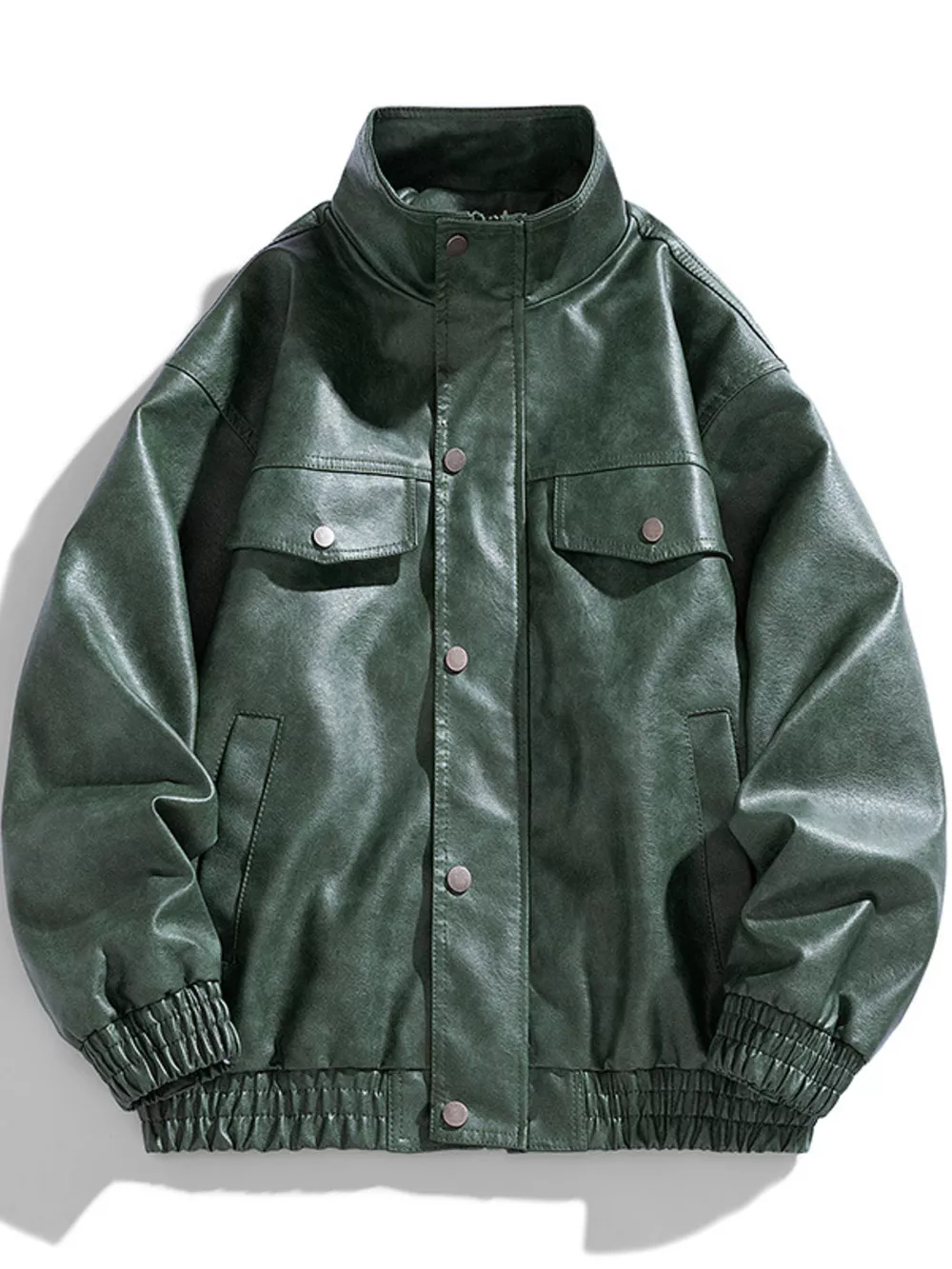 Men's Plus Size Leather Bomber Jacket, image 4