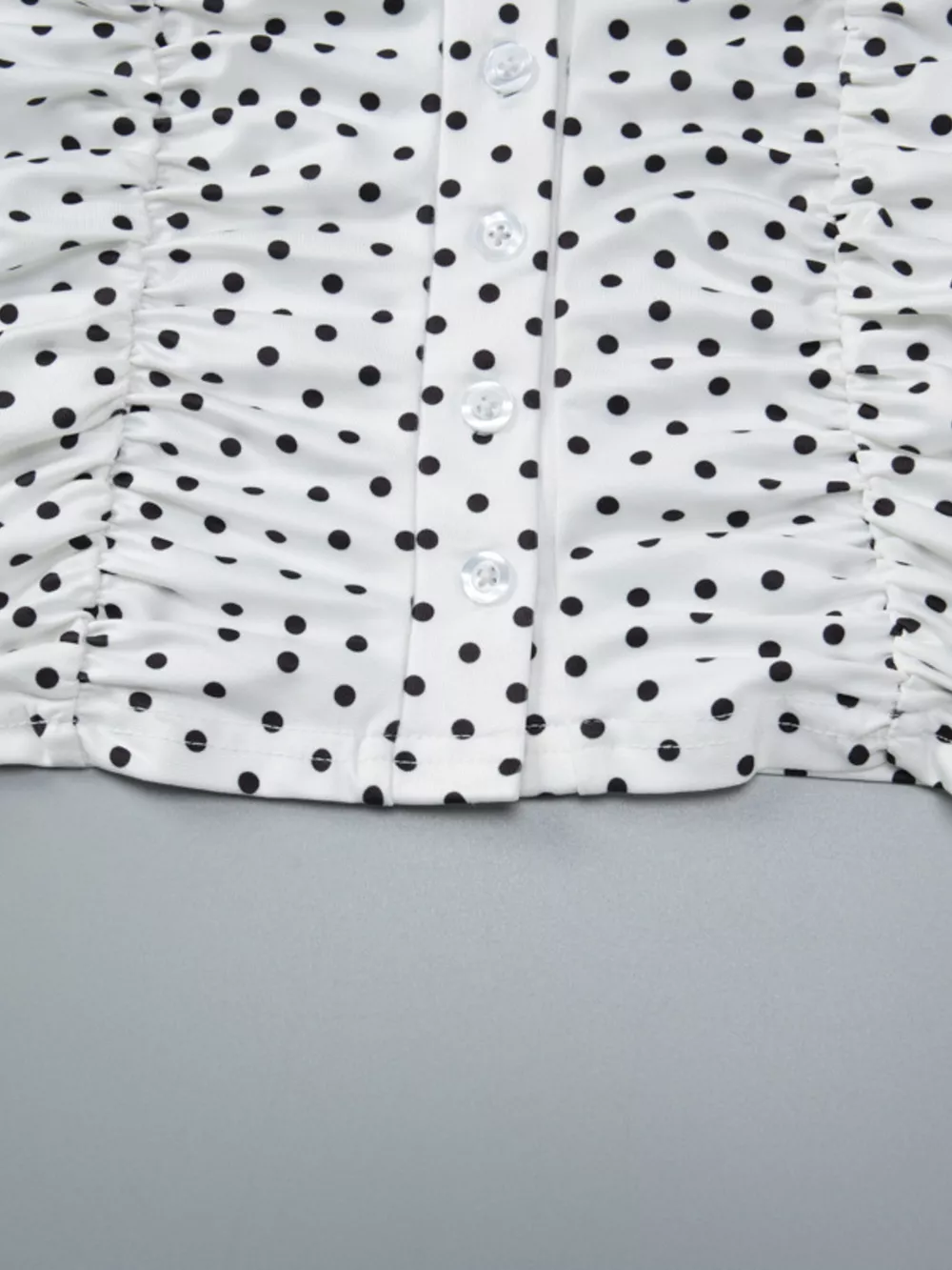 Polka Dot Ruched V-Neck Top, image 14