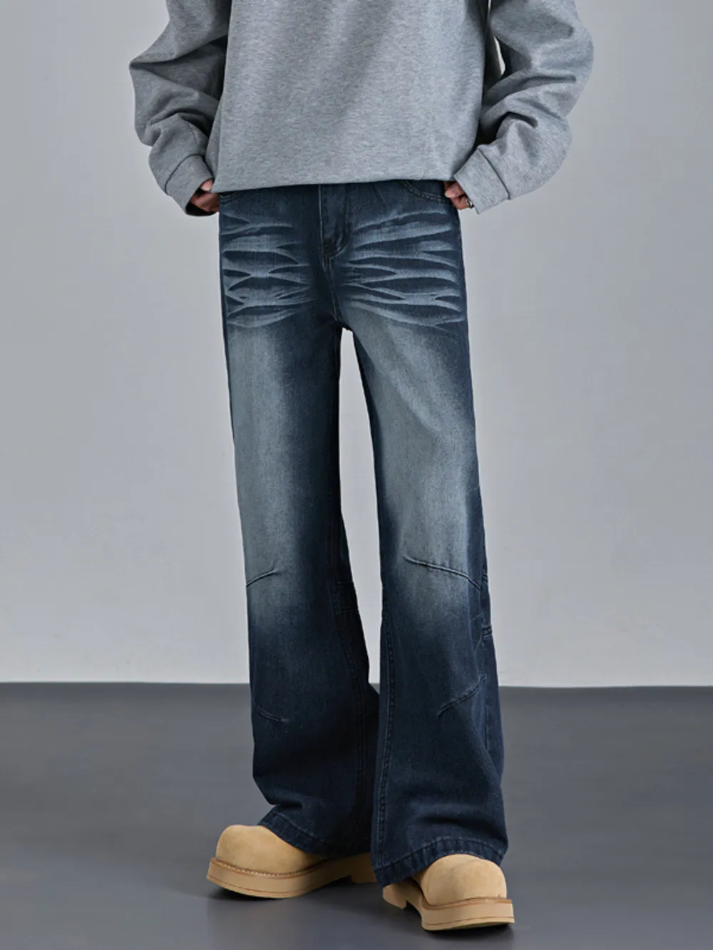 Men's Vintage Wash Wide Leg Jeans