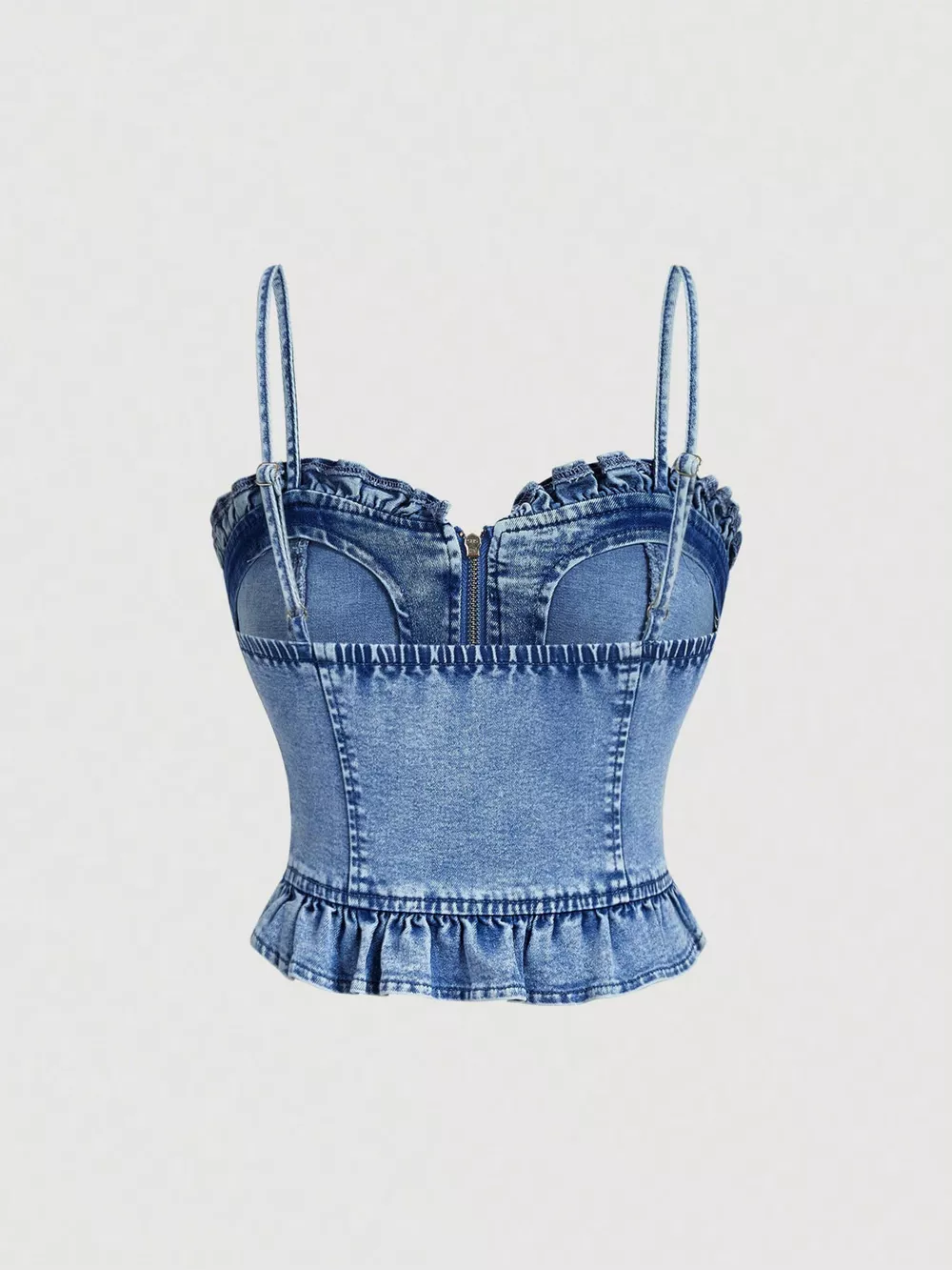 Sweetheart Neck Denim Cami, image 2