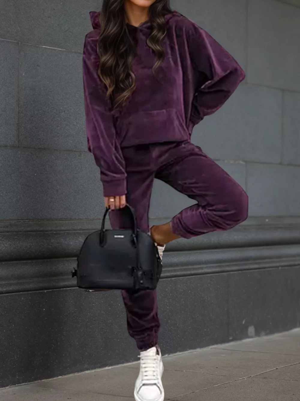 Velvet Long Sleeve Hoodie and Pants Set, image 22