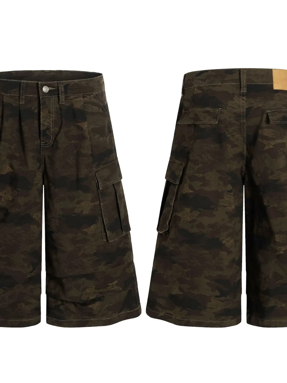Men's Camouflage Cargo Wide Leg Shorts, image 4