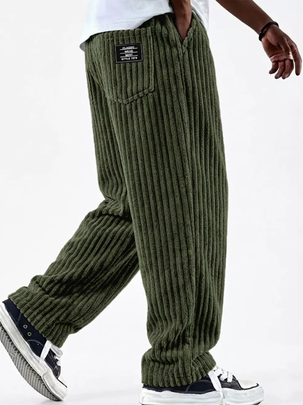 Men's Full Size Casual Corduroy Wide-Leg Pants Plus Size