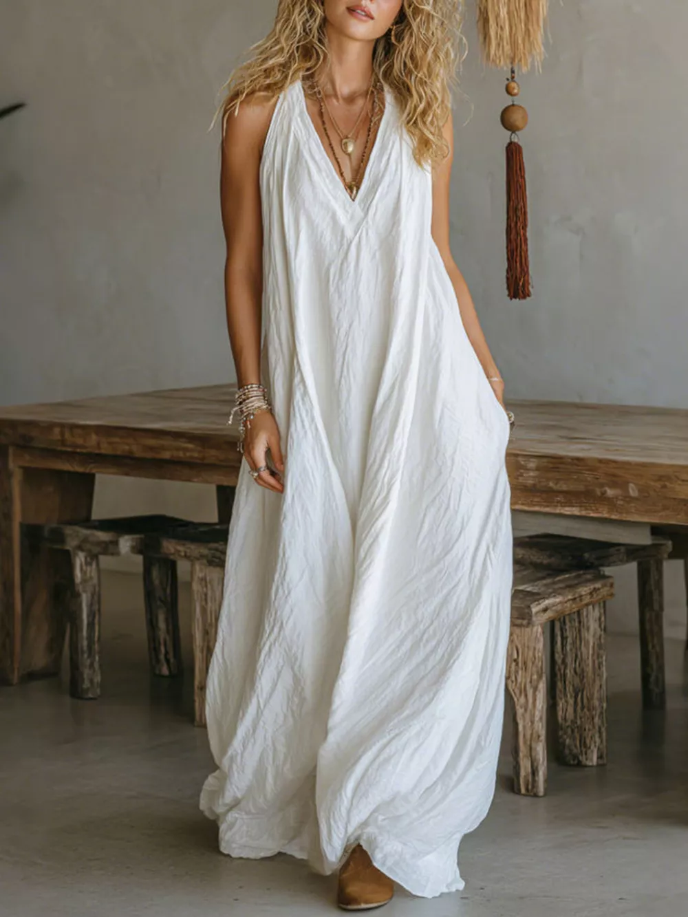 Full Size Sleeveless Flowy Maxi Dress Plus Size, image 3