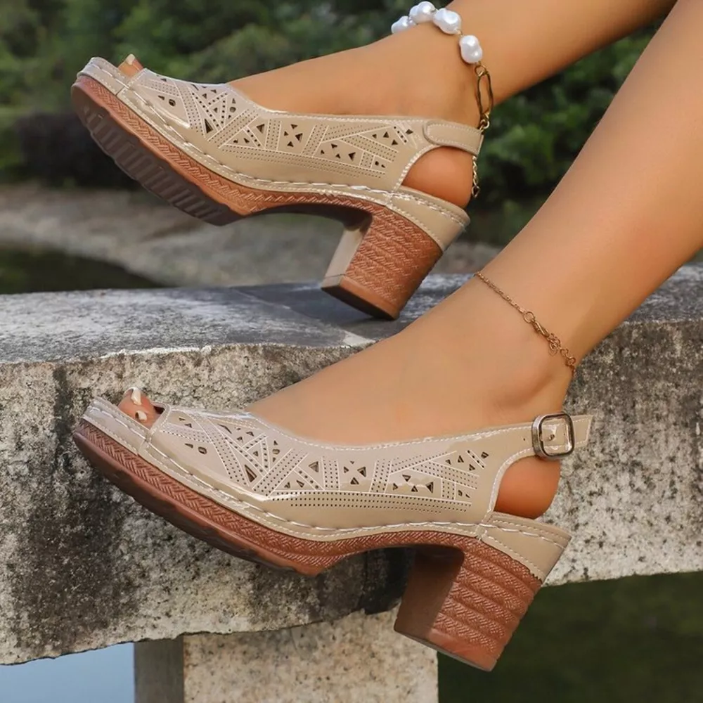 Open Toe Block Heels Sandals, image 3