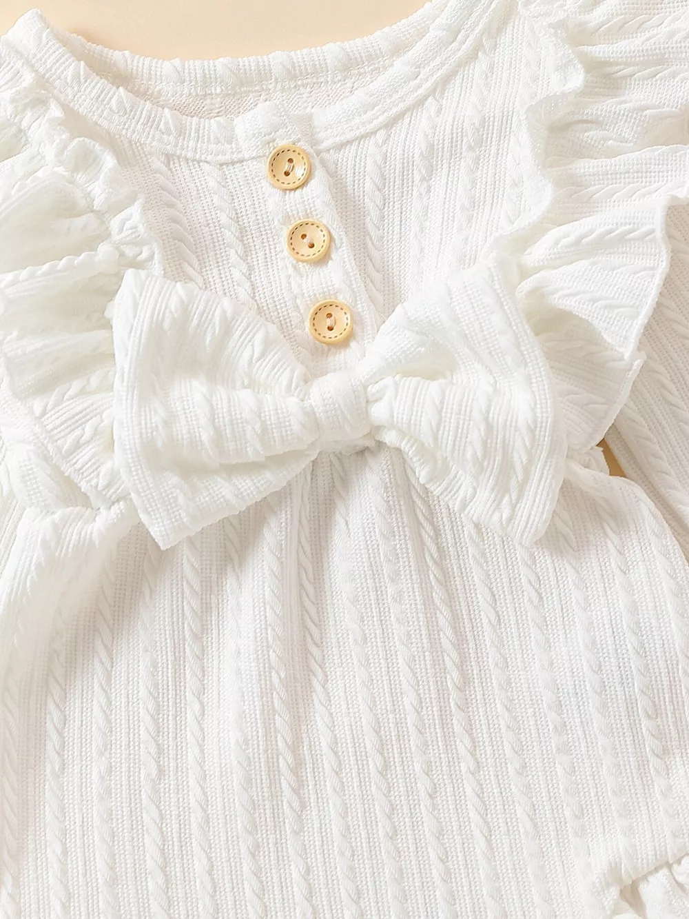 Children's Ruffled Long Sleeve One-Piece Bodysuit with Headband, image 3