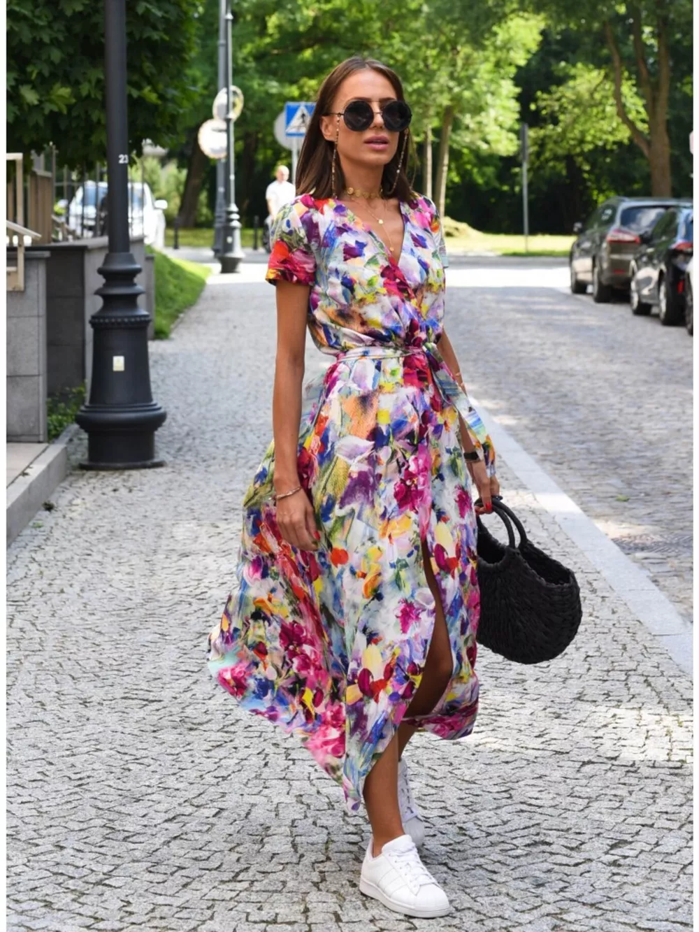 Surplice Short Sleeve Midi Dress, image 25