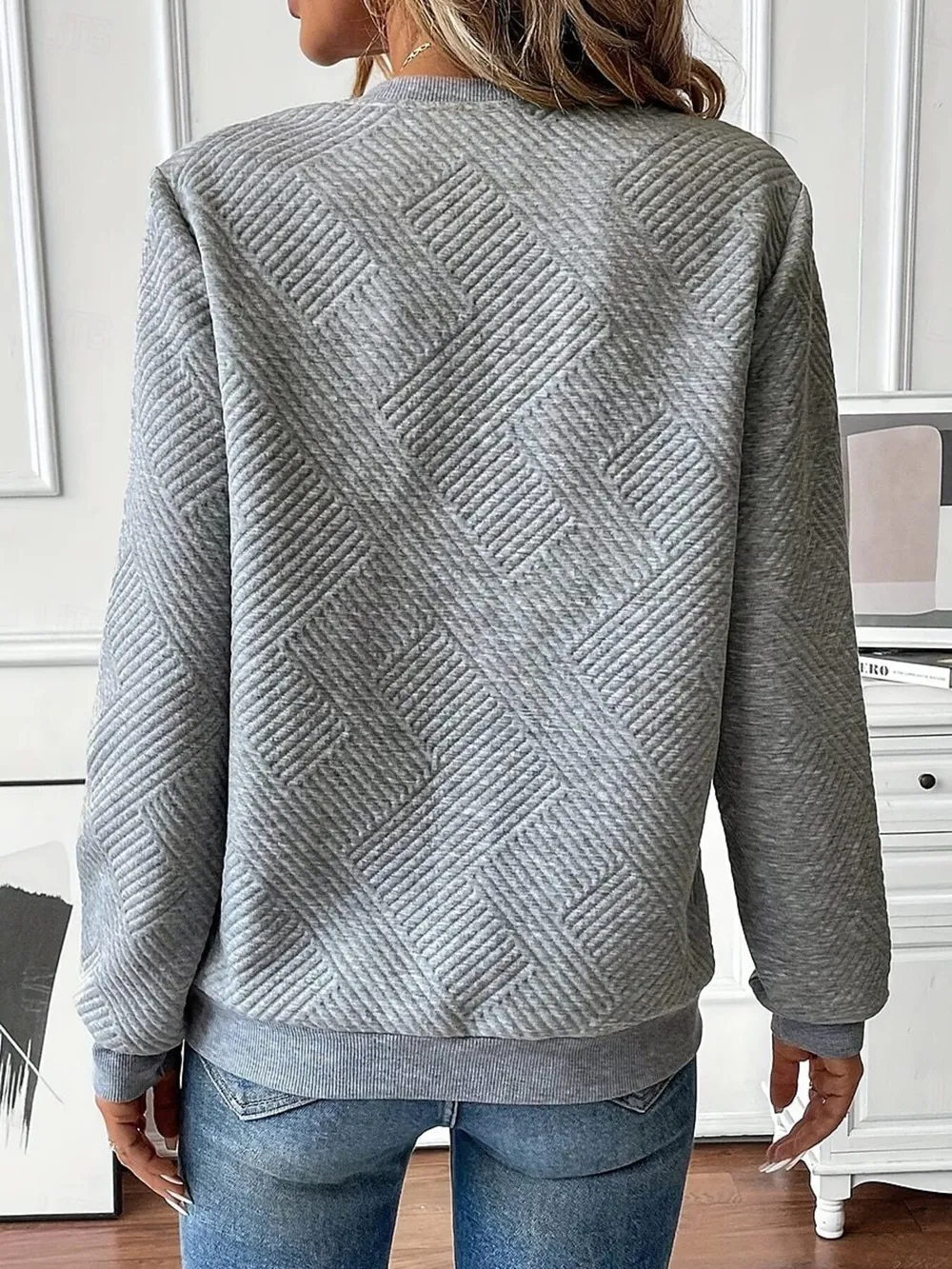 Quarter Zip Textured Long Sleeve Sweatshirt, image 12