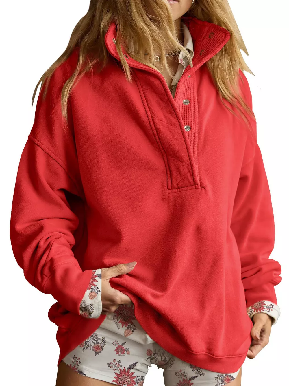 Half Snap Dropped Shoulder Sweatshirt, image 16
