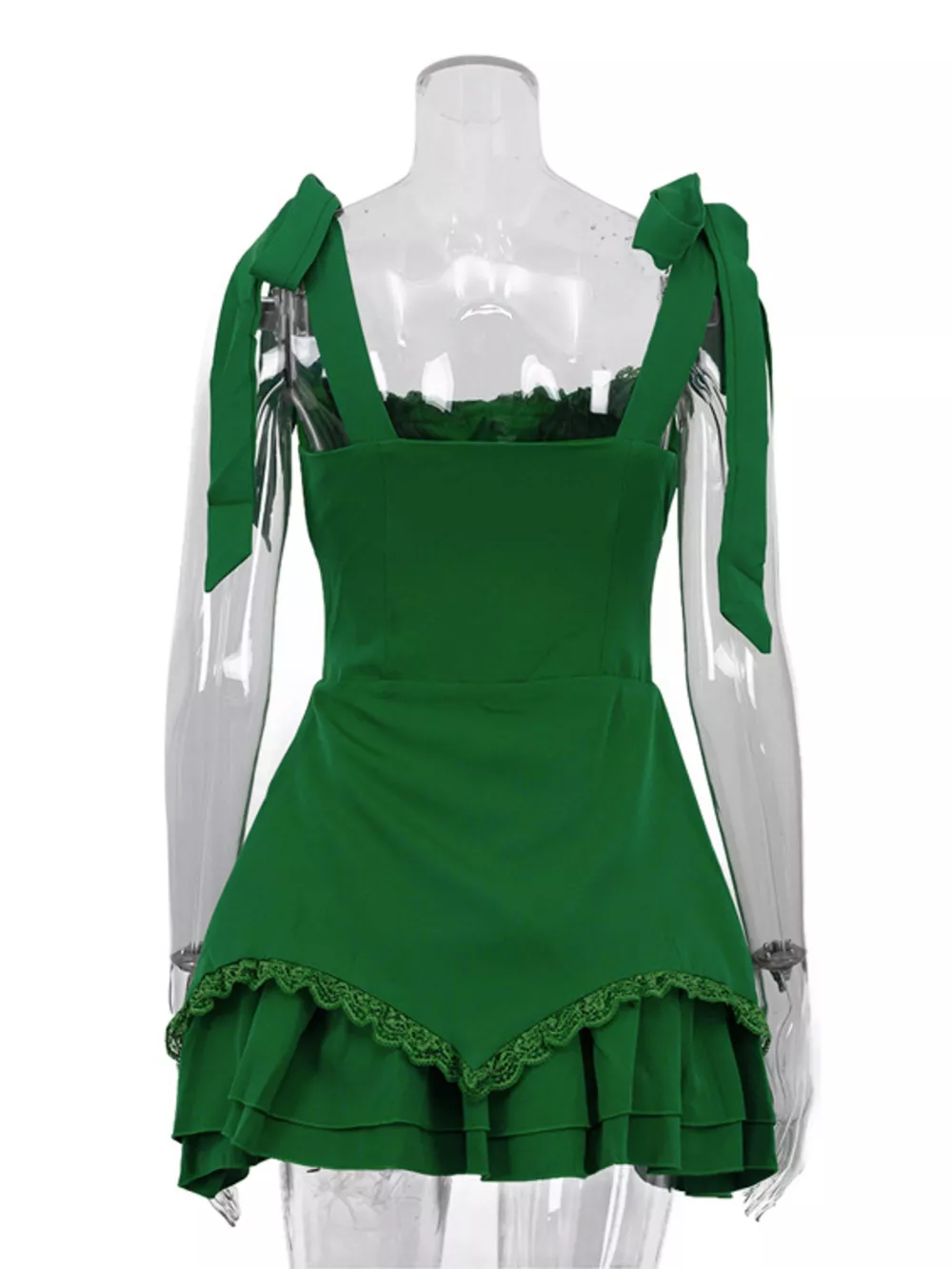 Tie-Shoulder Ruffled Mini Dress, image 5