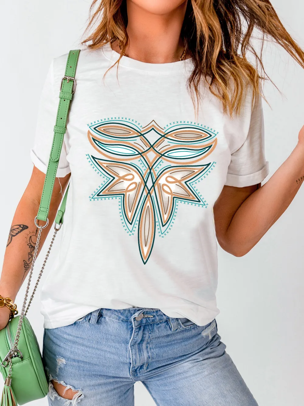 Graphic Round Neck Short Sleeve T-Shirt, image 4