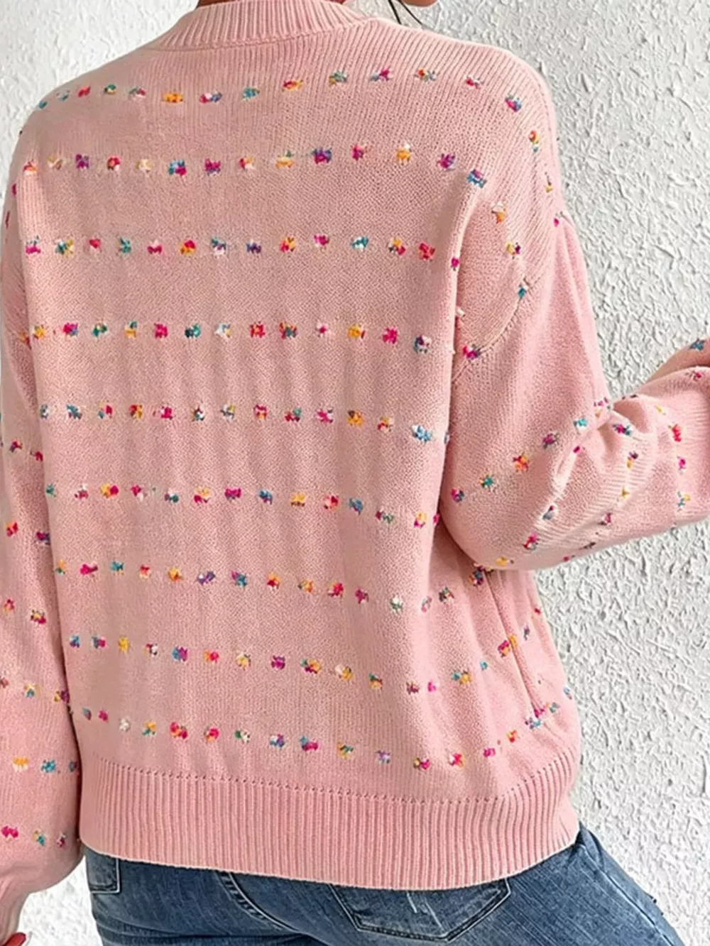 Multi-Color Confetti Dot Drop Shoulder Sweater, image 11