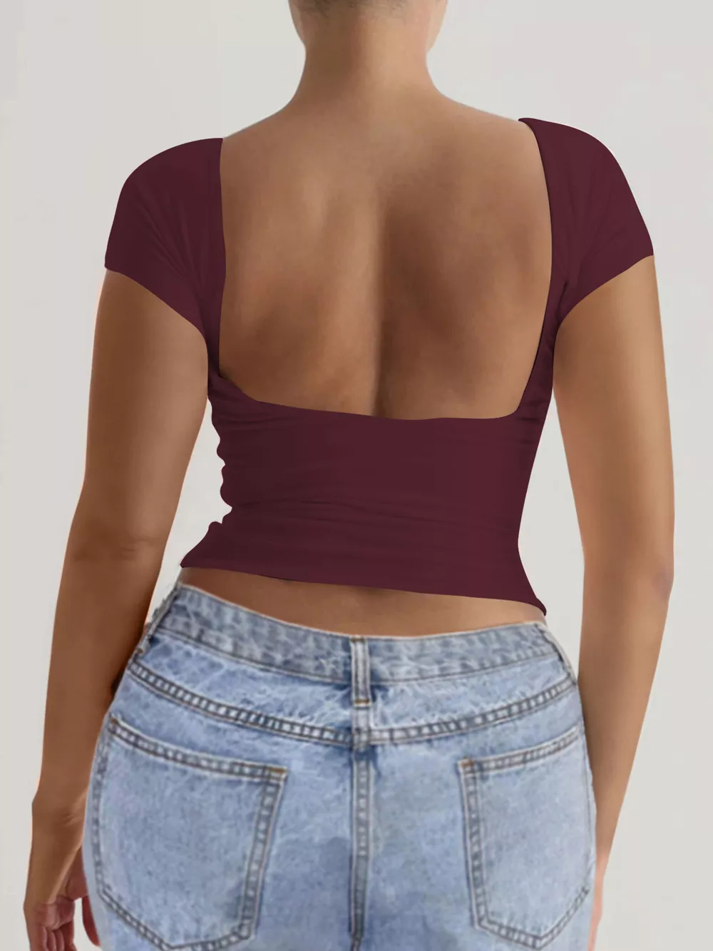 Slim-Fit Backless T-Shirt, image 6