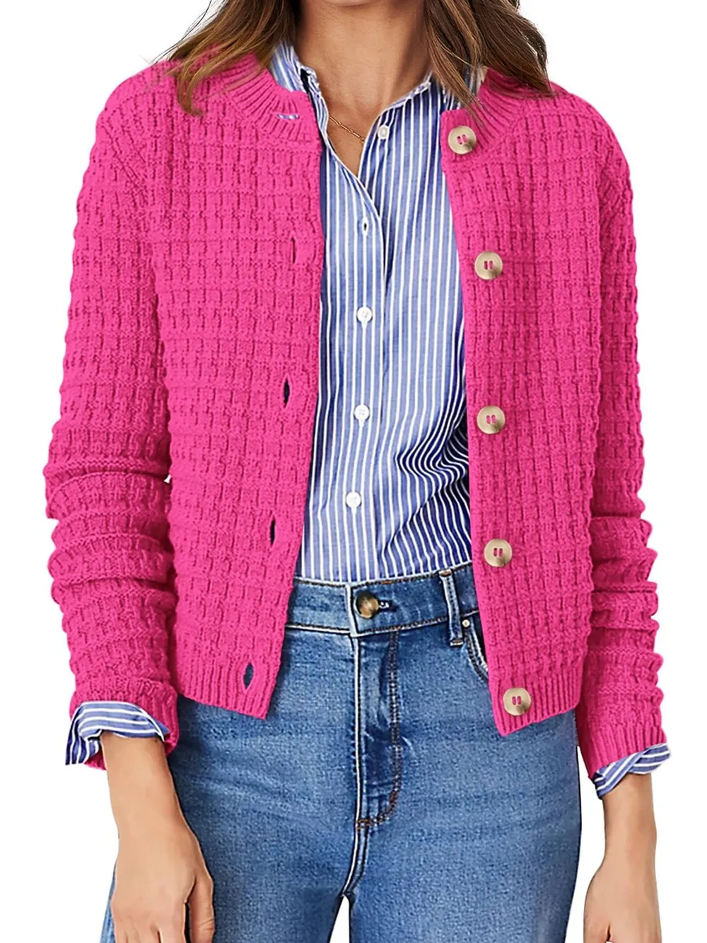 Textured Knit Button-Front Cardigan, image 28