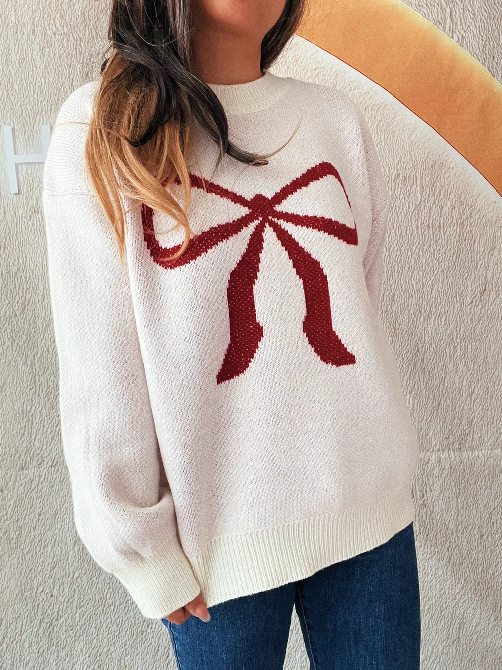 Bow Pattern Casual Long Sleeve Sweater, image 13