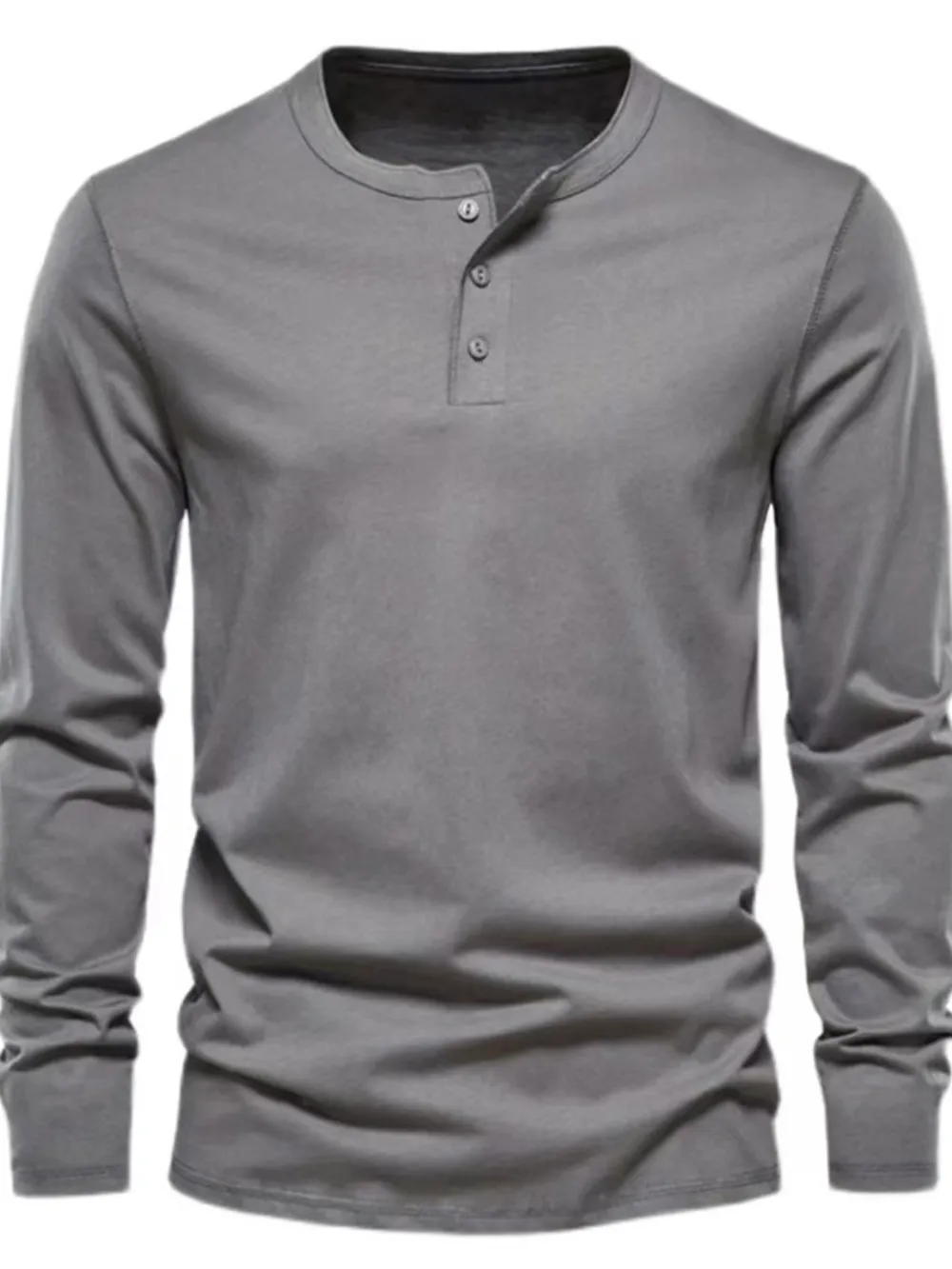 Men's Full Size Button Detail Long Sleeve Henley T-Shirt Plus Size, image 4