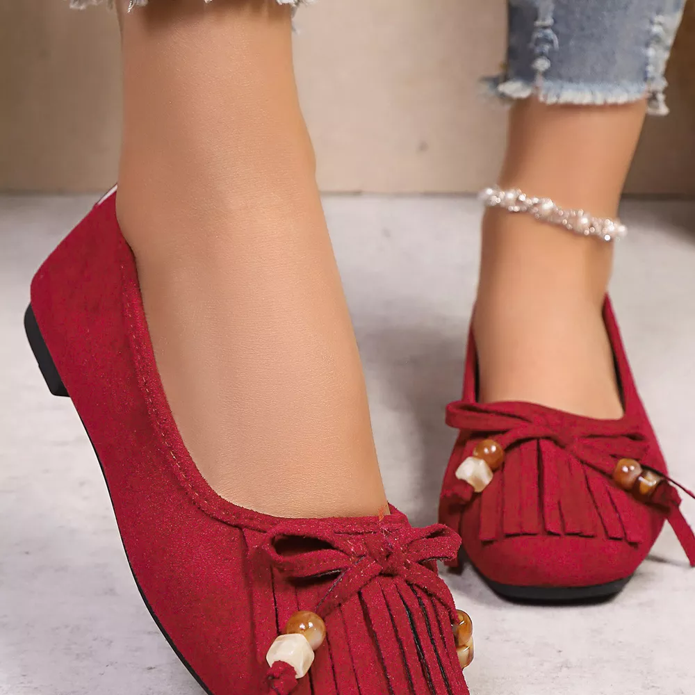 Suede Fringe Slip-Ons, image 9