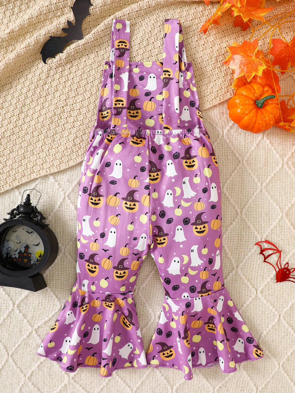 Children's Halloween Pumpkin Print Bell-Bottom Jumpsuit, image 6