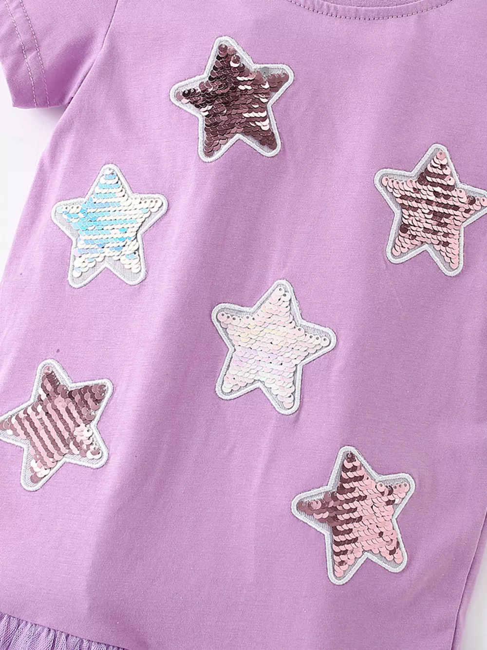 Children's Star Round Neck Tulle Hem Dress, image 3